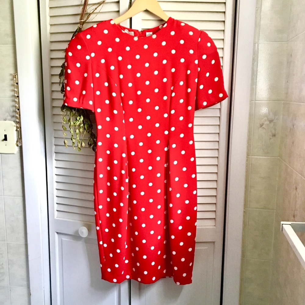 {Vintage Ms Chaus} Red & White Polka Dot Dress, 6 - Picture 8 of 8
